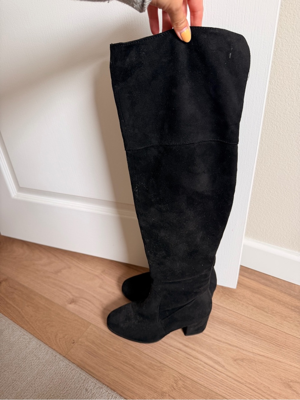 Black slouchy knee high boots